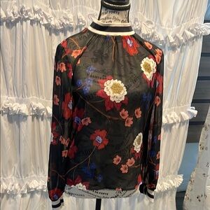 Floral Black Sheer Women's Top